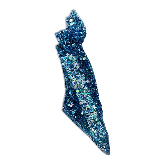 Blue Chunky Glitter Map